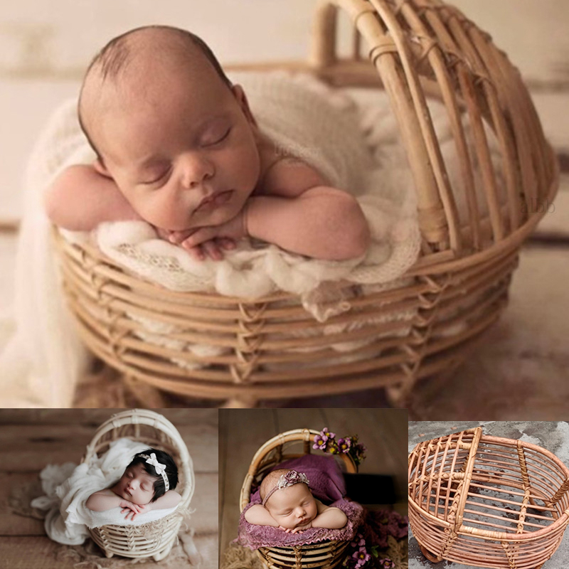 Photography Cheat Sheet - Recém-nascido Fotografia Props Rattan Round Container